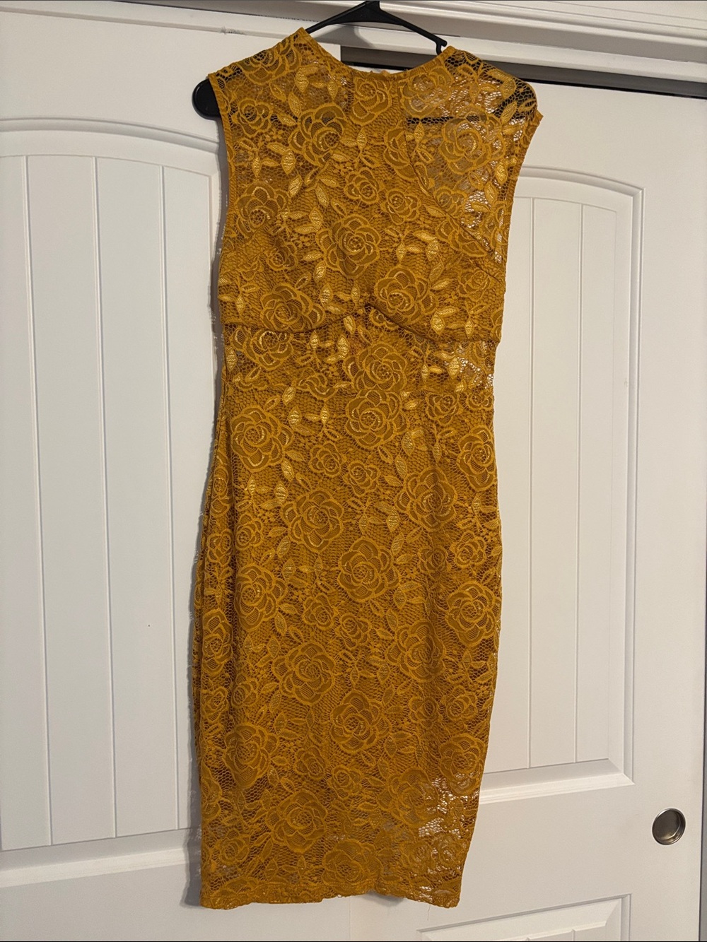 Privy Mustard Floral Lace Sheath Dress